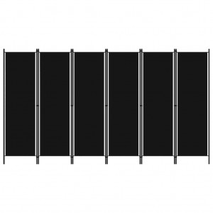 Biombo divisor de 6 paneles negro 300x180 cm D