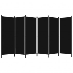 Biombo divisor de 6 paneles negro 300x180 cm D