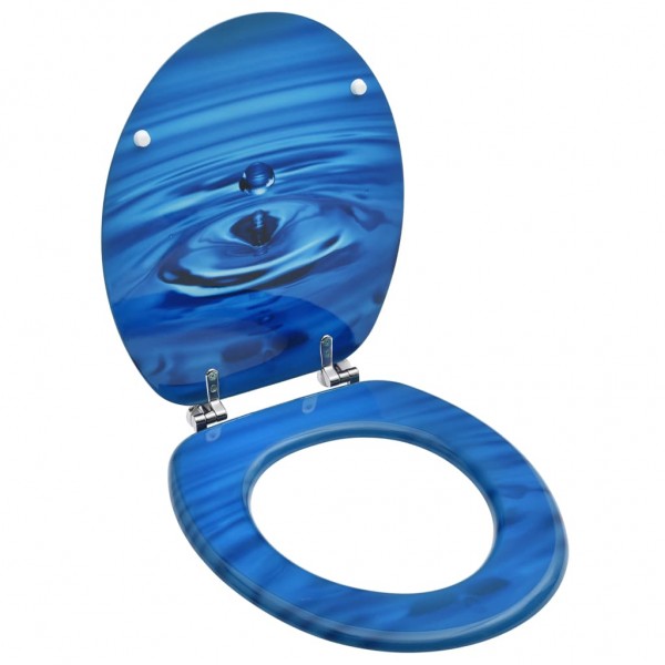 Asiento WC y tapa MDF azul diseño gotas de agua D