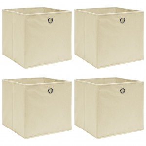 Cajas de almacenaje 4 unidades tela crema 32x32x32 cm