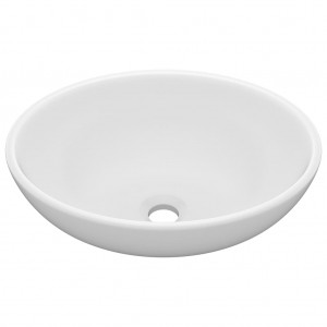 Lavatório luxuoso oval de cerâmica branca fosca 40x33 cm D