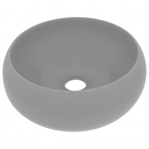 Lavabo de luxo redondo cerâmica cinza claro mate 40x15 cm D