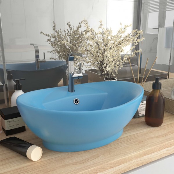 Lavabo luxuoso com recheio cerâmico azul claro 58.5x39 cm D