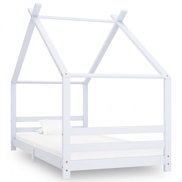 Estrutura da cama infantil madeira maciça pinho branco 90x200 cm D