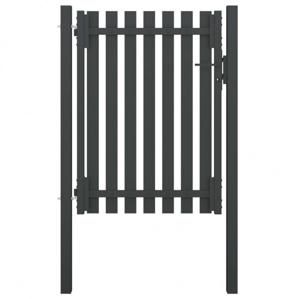 Puerta de valla del jardín de acero gris antracita 1x1.7 cm D