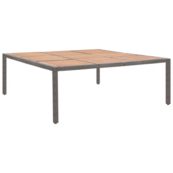 Mesa de jardín ratán PE y madera acacia gris 200x200x74 cm D
