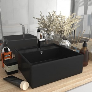 Lavabo luxuoso recheado de cerâmica preto mate 41x41 cm D