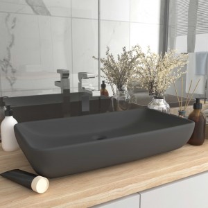 Lavabo de luxo cerâmico retangular cinza escuro mate 71x38cm D