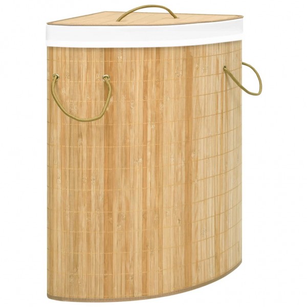 Cesto de roupa suja de canto de bambu 60 L D