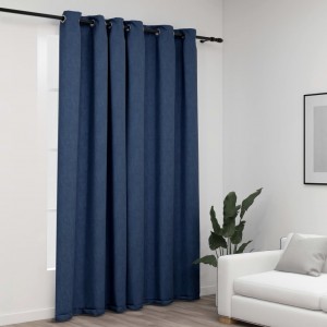 Cortina opaca de linho azul 290x245 cm D