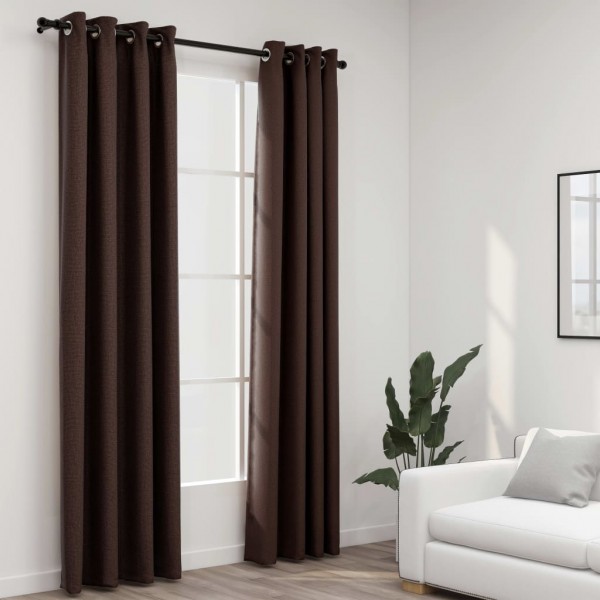 Cortinas opacas ojal look de linho 2 pzas cinza topo 140x225 cm D