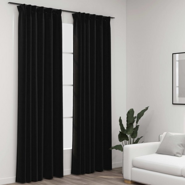 Cortina opaca com ganchos look de linho cinza antracita 290x245cm D