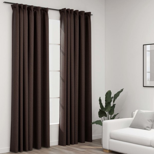 Cortinas opacas ganchos look de linho 2 pzs cinza taupe 140x225cm D