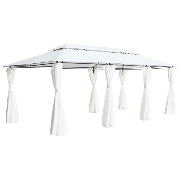 Gazebo com cortinas 600x298x270 cm branco 180g/m² D