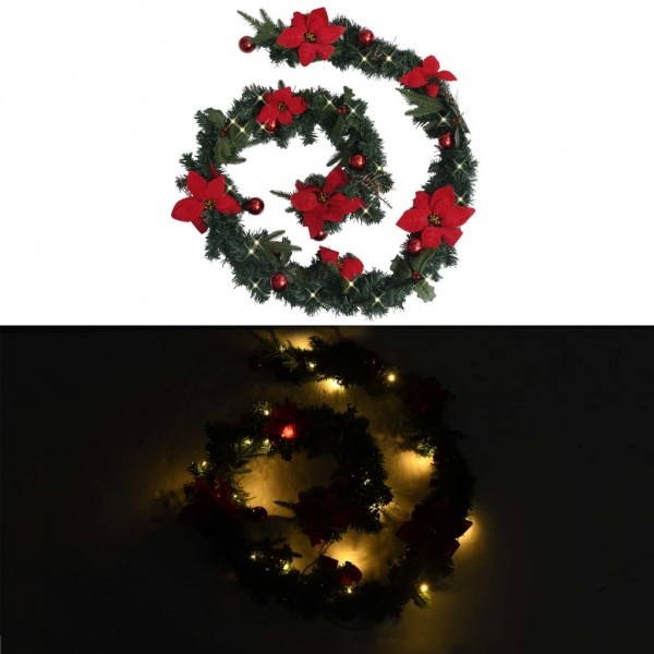 Guirnalda de Navidad con luces LED PVC verde 2.7 m D