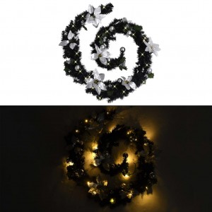 Garland de Natal com luzes LED pretas de PVC 2,7 m D