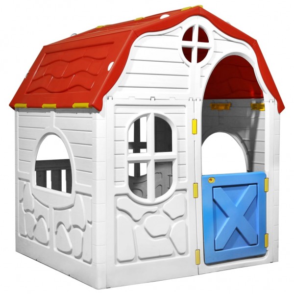 Caixa de jogos dobrável para crianças com portas e janelas D