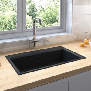 Fregadero de cocina con rebosadero granito negro D