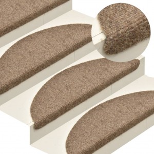 Alfombrilla autoadhesiva de escalera 15 uds 65x21x4 cm marrón D