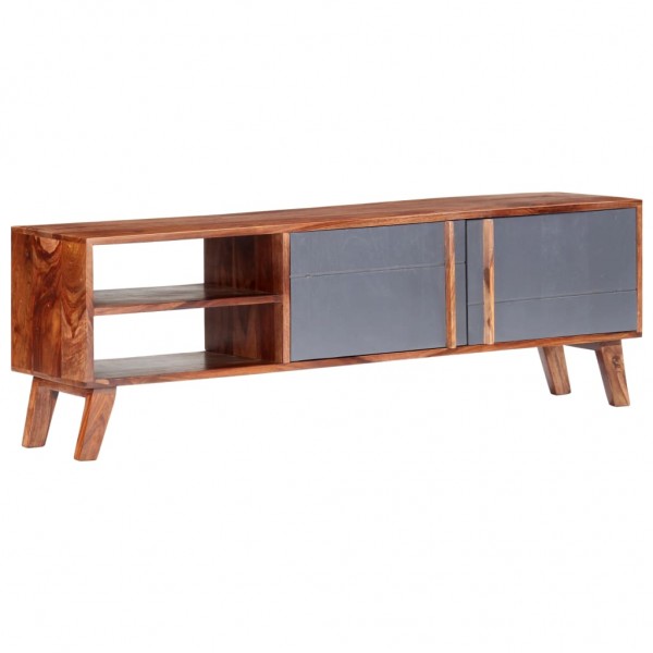 Mueble para TV madera maciza de sheesham gris 140x30x45 cm D