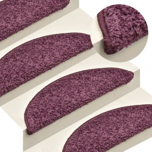 Alfombra de peldaño de escalera 15 uds morado oscuro 56x17x3 cm D