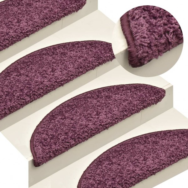 Alfombra de peldaño de escalera 15 uds morado oscuro 65x21x4 cm D