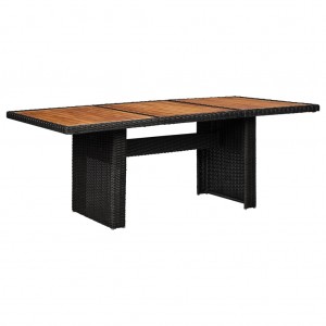 Mesa de comedor de jardín ratán sintético negro 200x100x74 cm D