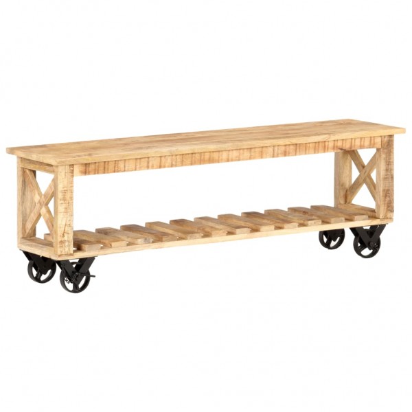 Mueble para TV madera de mango rugosa 130x30x42 cm D