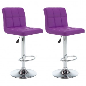 Taburetes de cocina 2 unidades cuero sintético morado D