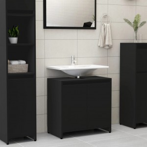 Armario de baño madera contrachapada negro 60x33x61 cm D