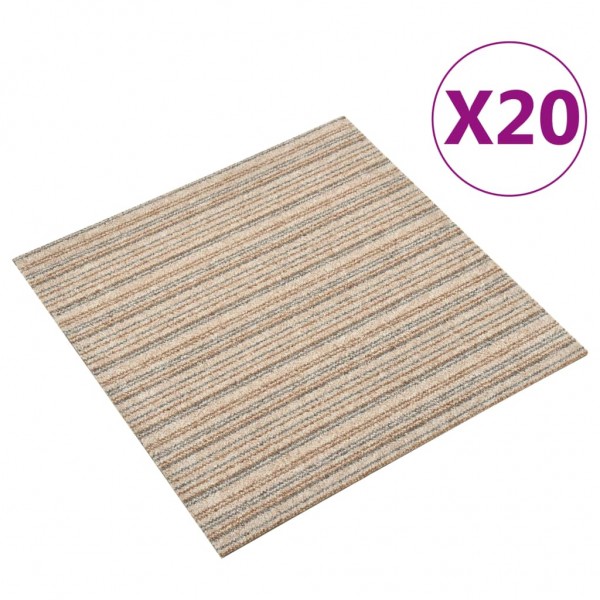 Baldosas de suelo de moqueta 20 uds 5 m² 50x50 cm beige rayado D