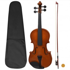 Juego completo de violín con arco y barbada madera oscura 4/4 D
