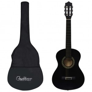 Guitarra clássica iniciante e criança com funda preta 1/2 34 D