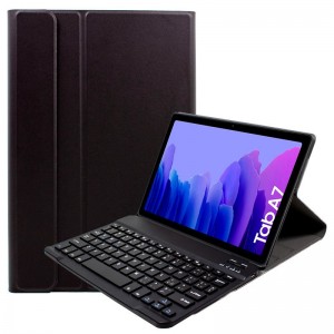 Funda COOL para Samsung Galaxy Tab A7 T500 / T503 / T505 Polipiel Liso Negro Teclado Bluetooth 10.4 Pulg D