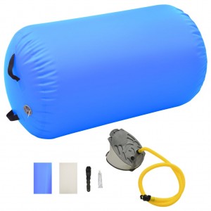 Rolo de ginástica inflável com bomba em PVC azul 100x60 cm D