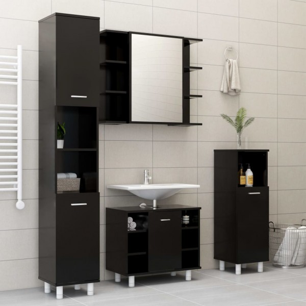 Kit de mobiliário de banheiro 3 pcs madeira engenharia preto D