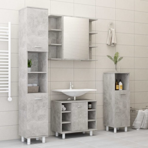 Juego muebles de baño 3 pzas madera de ingeniería gris hormigón D