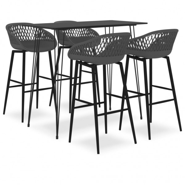 Mesa alta y taburetes de bar 5 piezas negro y gris D