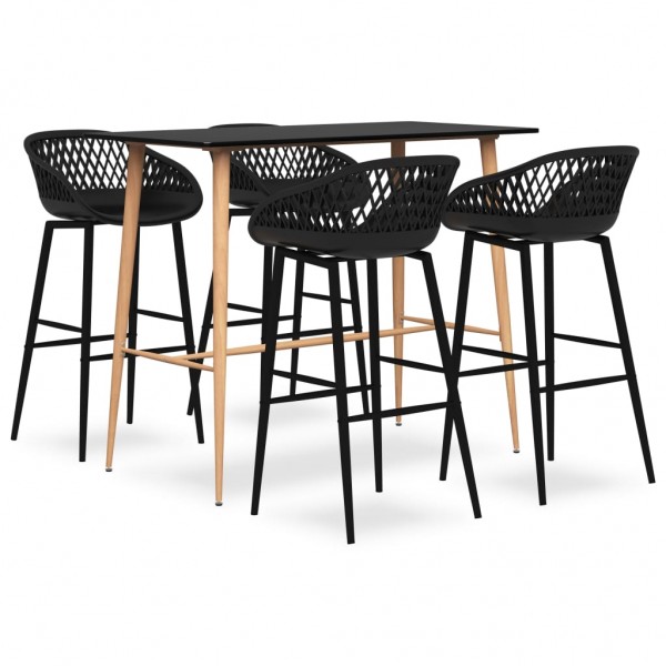 Mesa alta e bar stools 5 peças preto D