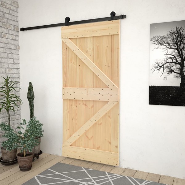 Porta deslizante de madeira maciça de pinho 80x210 cm D