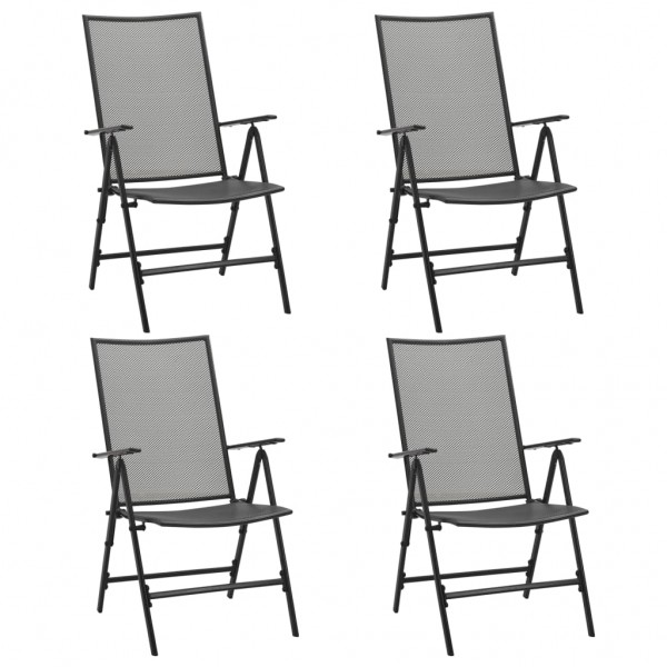 Cadeiras dobráveis de malha de aço 4 unidades cinza-antracita D