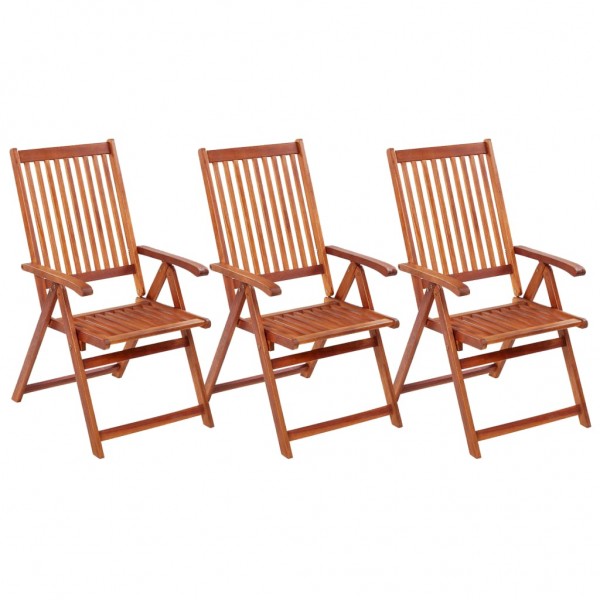 Cadeiras dobráveis de jardim 3 unidades madeira maciça de acacia D
