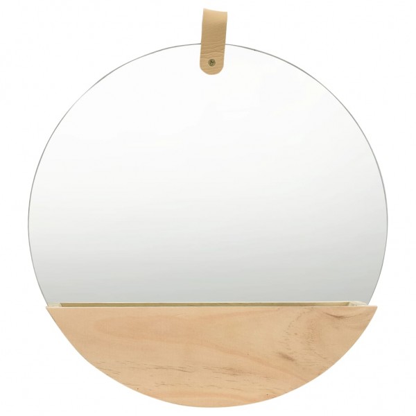 Espelho de parede de madeira maciça de pinho 35 cm D