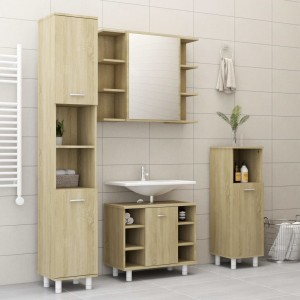 Armario de baño madera contrachapada color roble 30x30x179 cm D