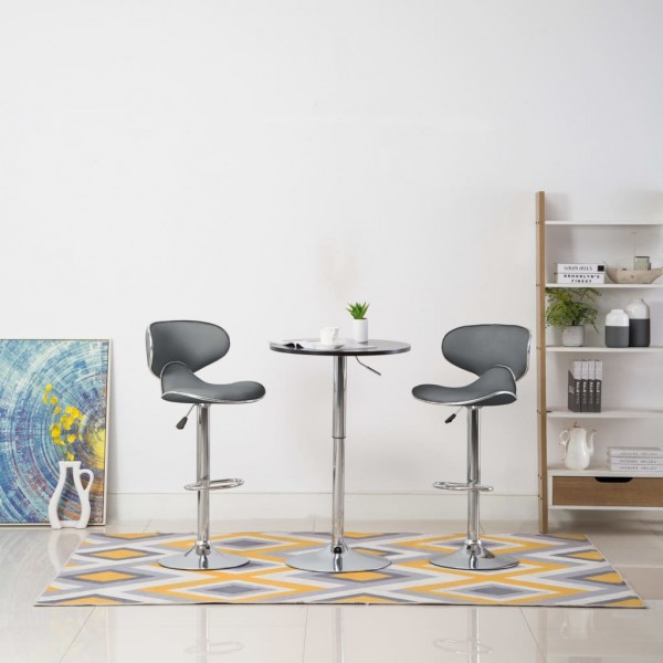 323648 Bar Stools 2 peças Grey Faux Leather D