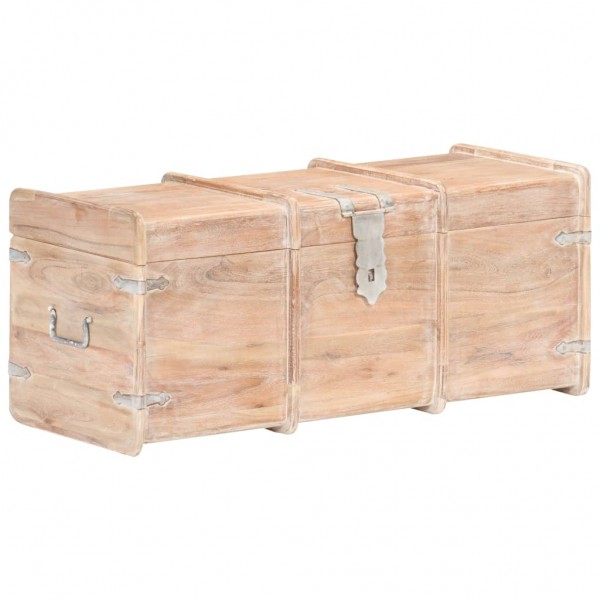 Caixão de armazenamento madeira maciça de acácia 90x40x40 cm D