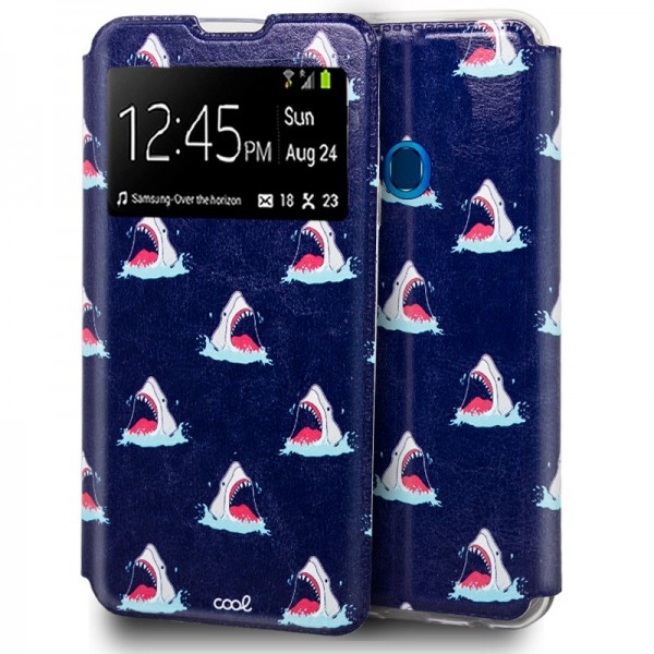 Fundação COOL Capa de Flip para Samsung A207 Galaxy A20s Desenhos tubarão D