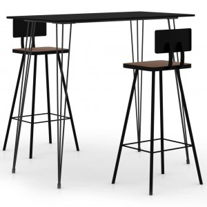 Mesa alta y taburetes de bar 3 piezas negro D