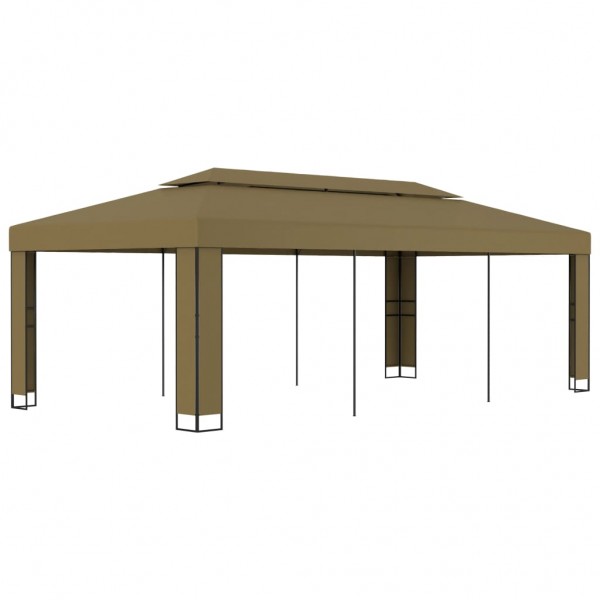 Cenador con doble techo gris taupe 3x6 m 180 g/m² D