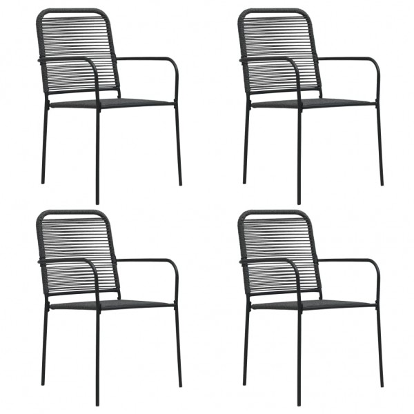 Cadeiras de jardim 4 unidades cordão de algodão e aço preto D